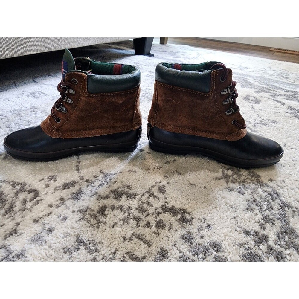 Smith's Thermolite Boots Womens Black Brown Leather Duck Rubber Lace Up Size 8 - Picture 3 of 8